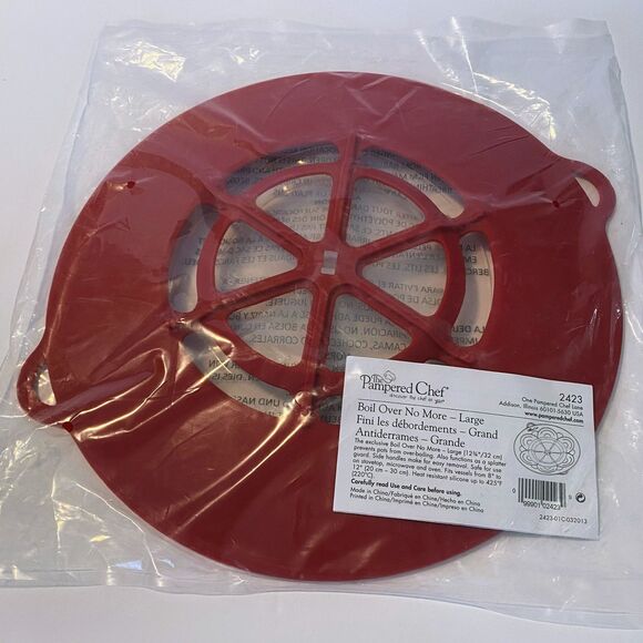 NEW PAMPERED CHEF Large size 12-3/4" BOIL OVER NO MORE Silicone RED #2423 - Picture 4 of 4